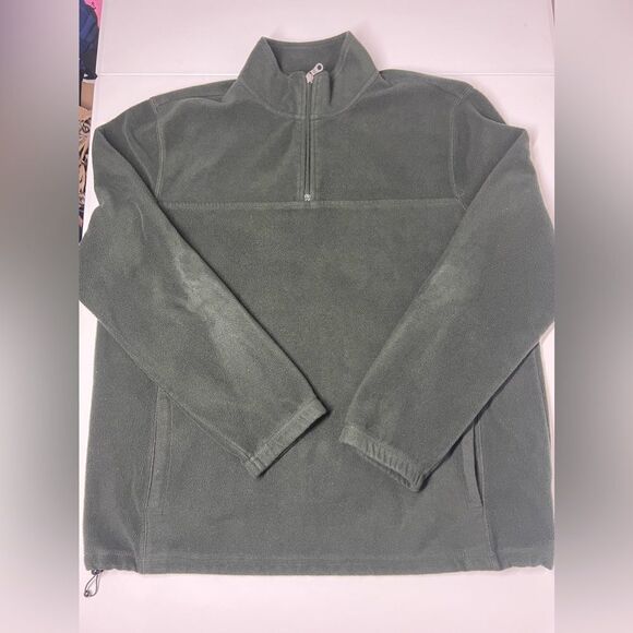 Croft & Barrow Mens Fleece Pullover Size XL Green 1/4 ZIP Front Pockets - Picture 3 of 11